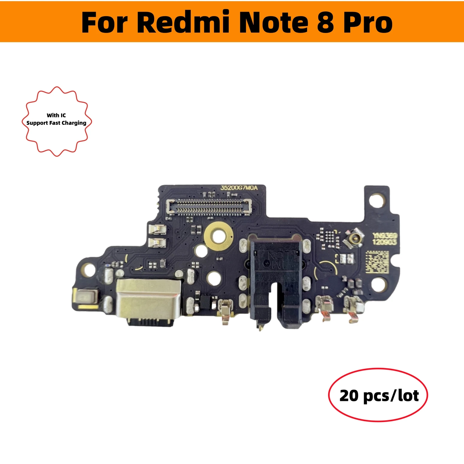 20 Pcs/Lot USB Charger Dock Flex Cable Connector Board Charging Port Replacement Parts For Xiaomi Redmi Note 8 Pro