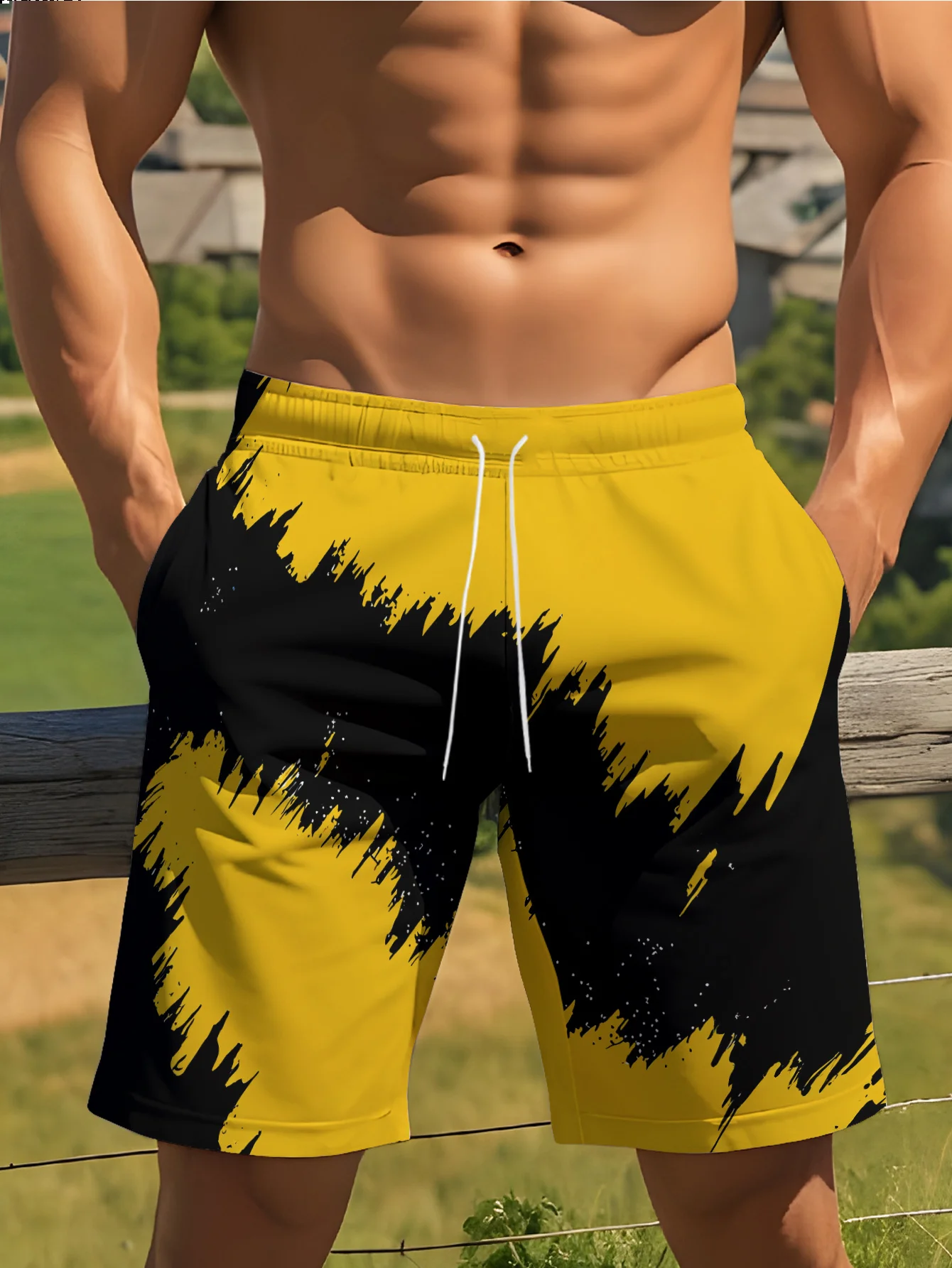 

Men's Navy Pine Cone Pine Branch Print Beach Shorts Drawstring Waist Quick Dry Casual Swim Trunks 2026