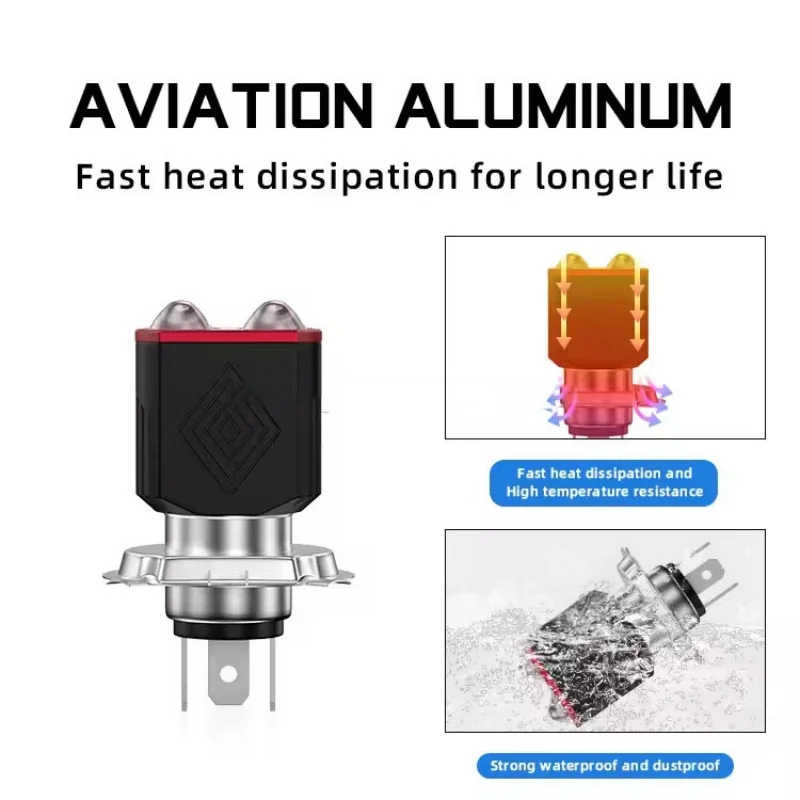 LED دراجة نارية المصباح H4 H6/BA20D ثنائي اللون أبيض أصفر مرحبا لو شعاع عدسة للدراجات النارية العلوي سكوتر الضباب مصباح 2 قطعة #2