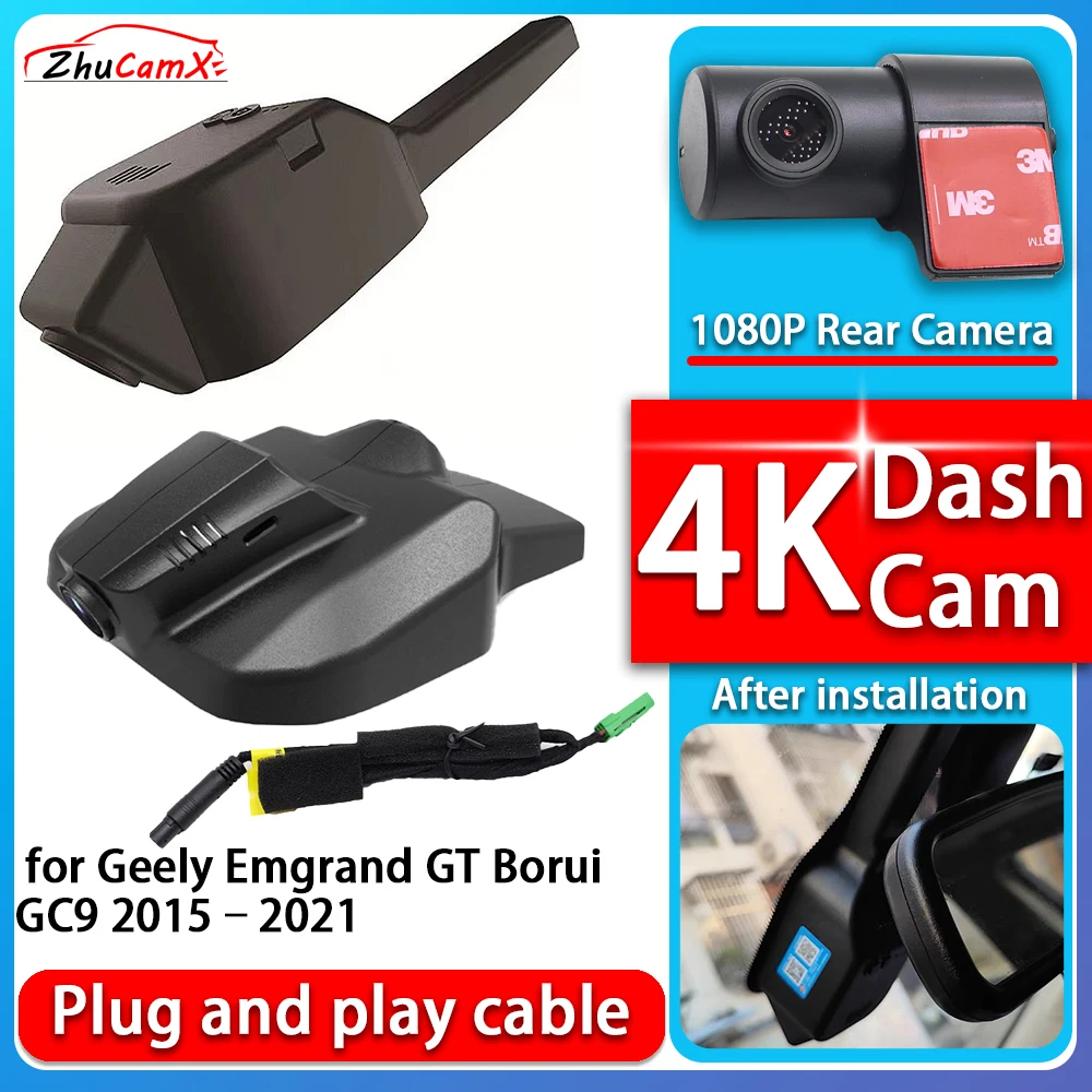 ZhuCamX 4K 2160P Plug and Play Dash Cam Video Night Vision For Geely Emgrand GT Borui GC9 2015–2021