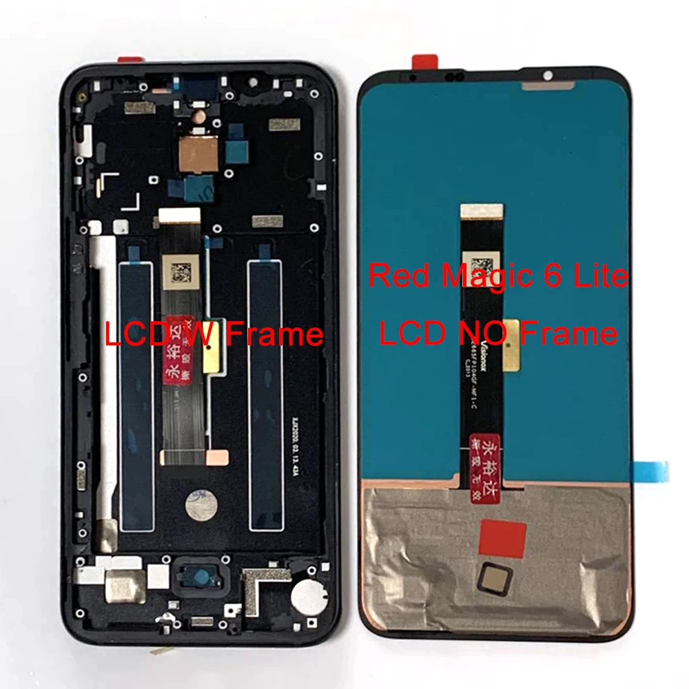 Original Amoled For ZTE nubia Red Magic 6 6 Pro 6Lite LCD Display Screen Touch Panel Digitizer For Red Magic 6S 6S Pro 6R Frame