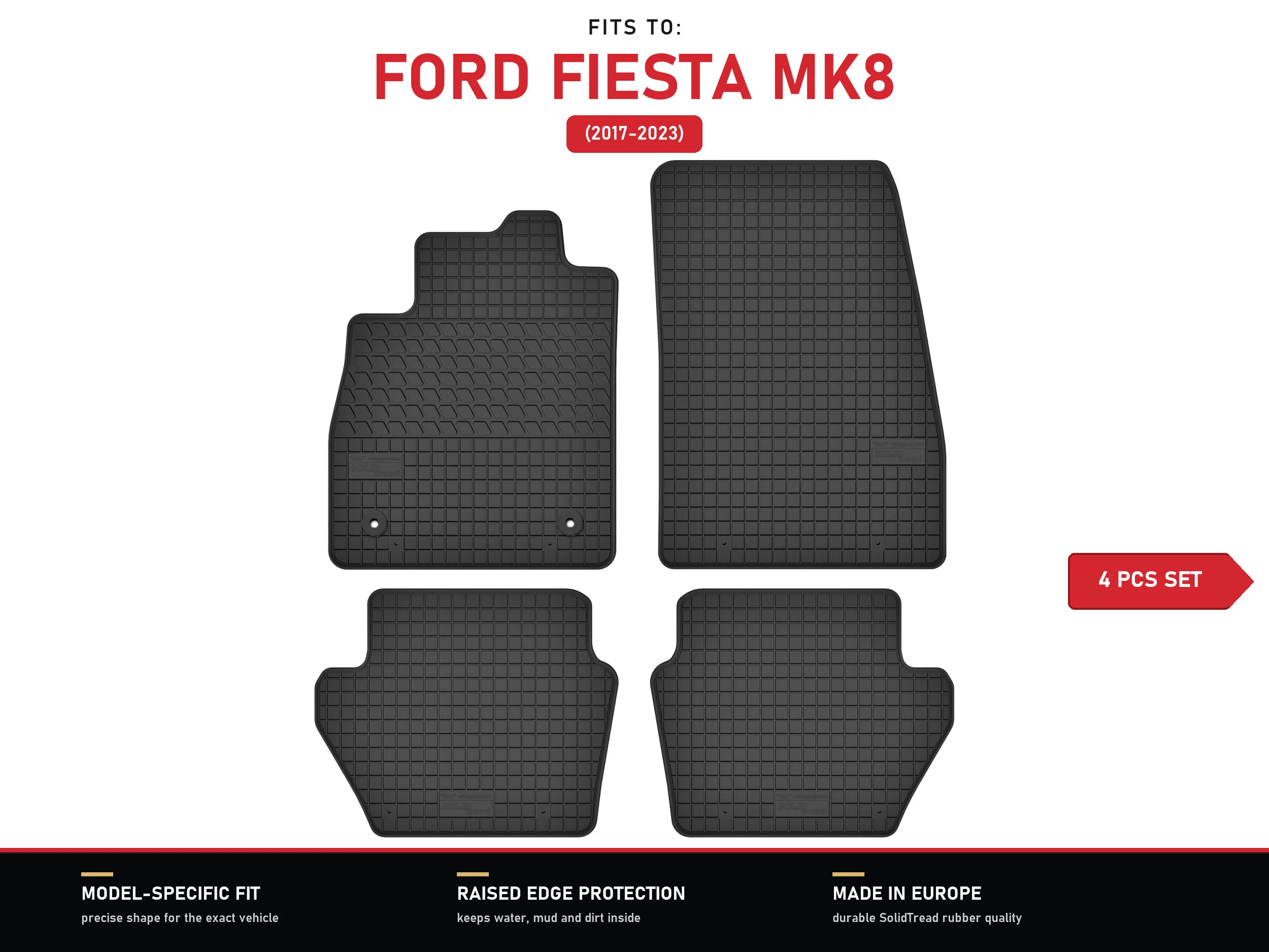 Rubberen matten voor: Ford Fiesta MK8 2017-2023 4 stuks