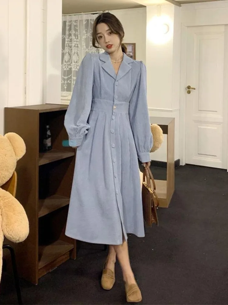 

2023 Vestidos De Mujer Fashion Dress for Women Sweet Simple Loose Solid Color Robe Femme Long Sleeve Korean Autumn Maxi Dresses