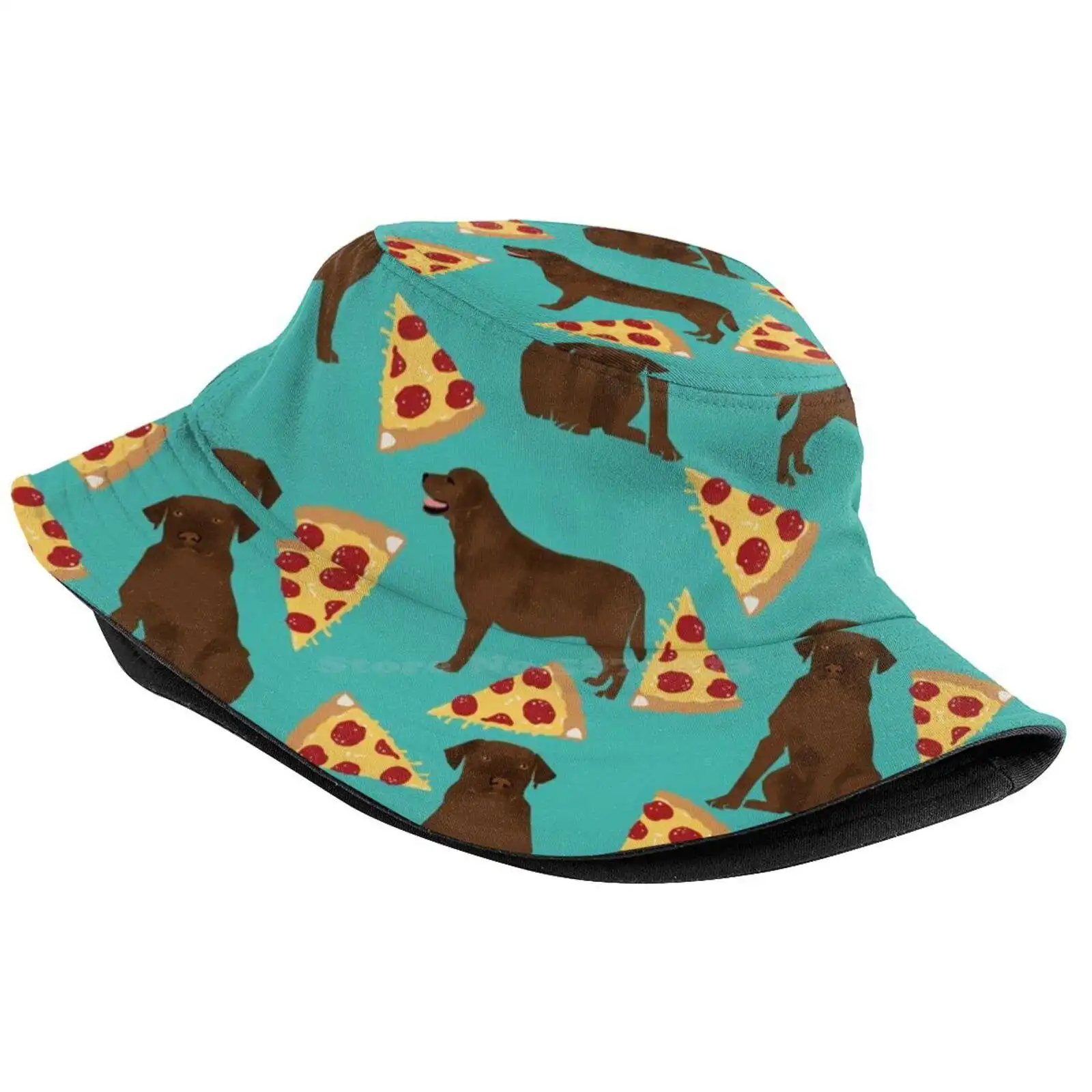 Chocolate Lab Labrador Retriever Pizza Dog Breed Pet Pattern Animal Sun Cap Fisherman Hat Bucket Hats Chocolate Lab Labrador