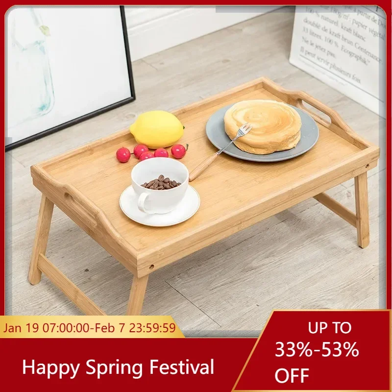 Breakfast Snack Tray Wood Bed Tray Laptop Portable Foldable Natural Bamboo Table Reading Gaming Desk Bed Table Drawing Table