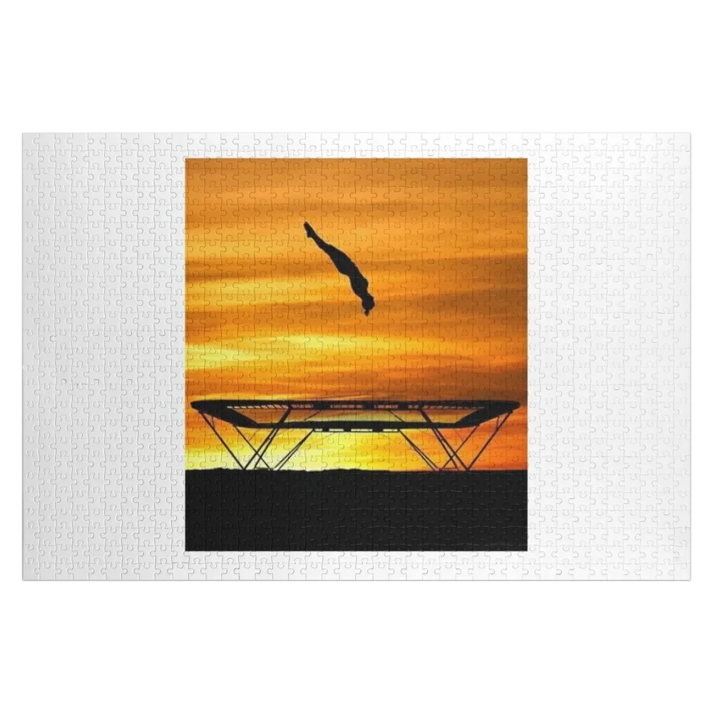 

Sunset Trampoline Gymnast Jigsaw Puzzle Custom Name Wood Personalized For Kids Puzzle