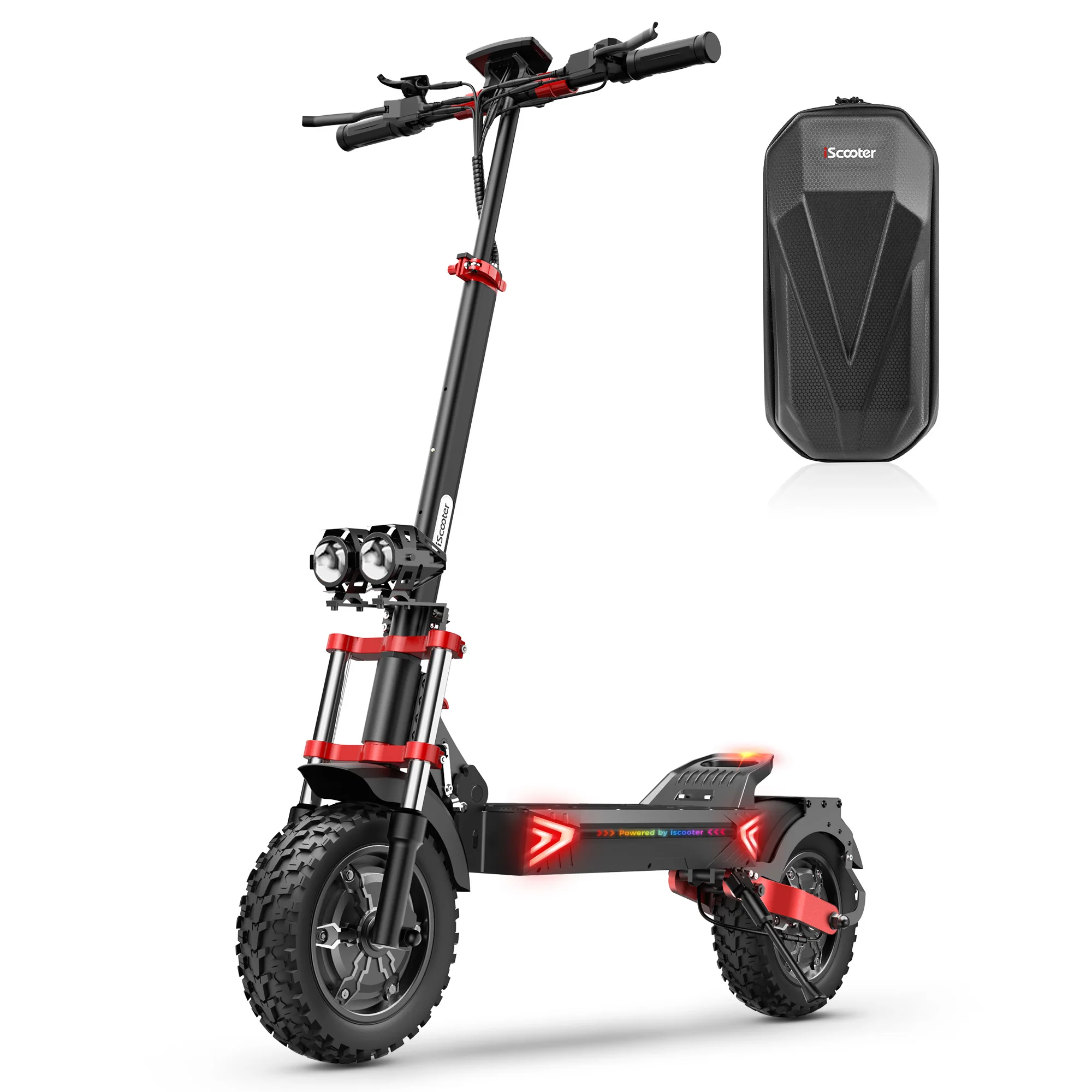 iScooter iX8 12 inch off-road elektrische scooter met dubbele aandrijving, 48V20Ah accu, max. bereik 70 km, krachtige motor, klimcapaciteit 30%, opvouwbare step