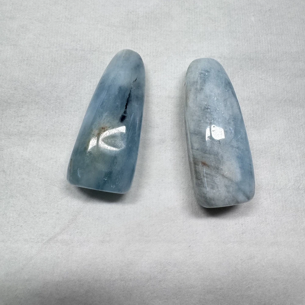 Wholesale 2pcs/pack Natural Aquamarine Beads Pendant,Polished Loose Gemstone Tumbled Gemstone Tube,Approx 20-40mm