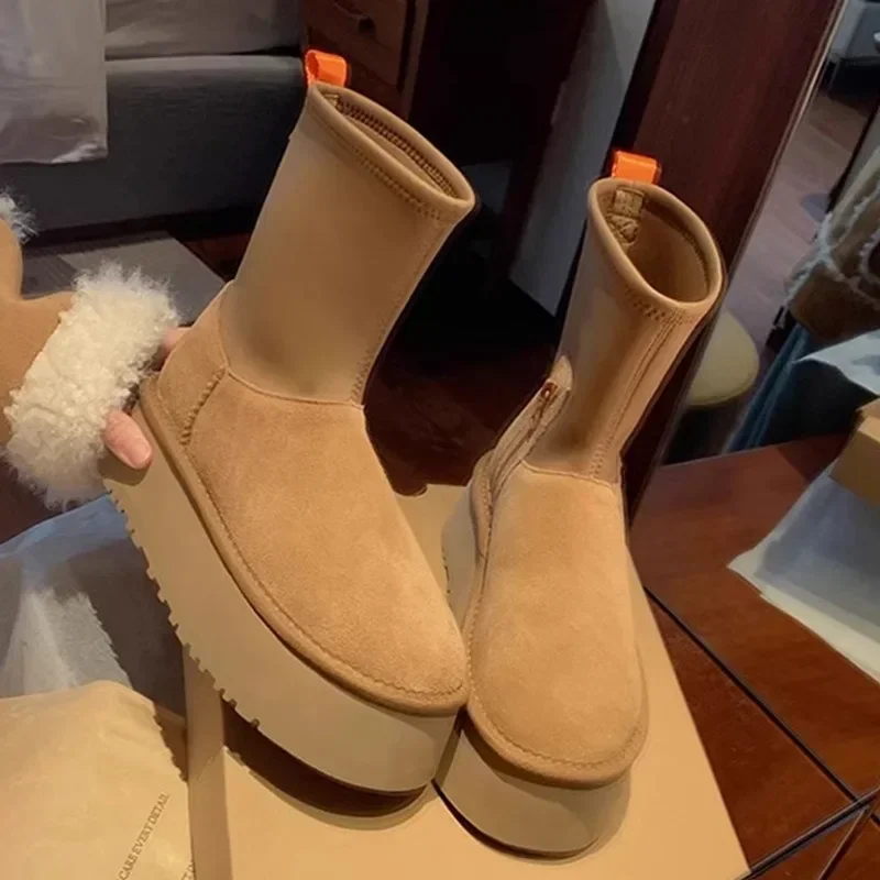 Novità in stivali da neve caldi invernali da donna Stivaletti con plateau ispessito imbottito in cotone antiscivolo impermeabili Scarpe da donna