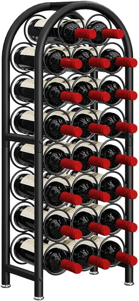 

Freestanding Metal Wine Rack Holds 23 Bottles Black Space-Saving Storage Organizer