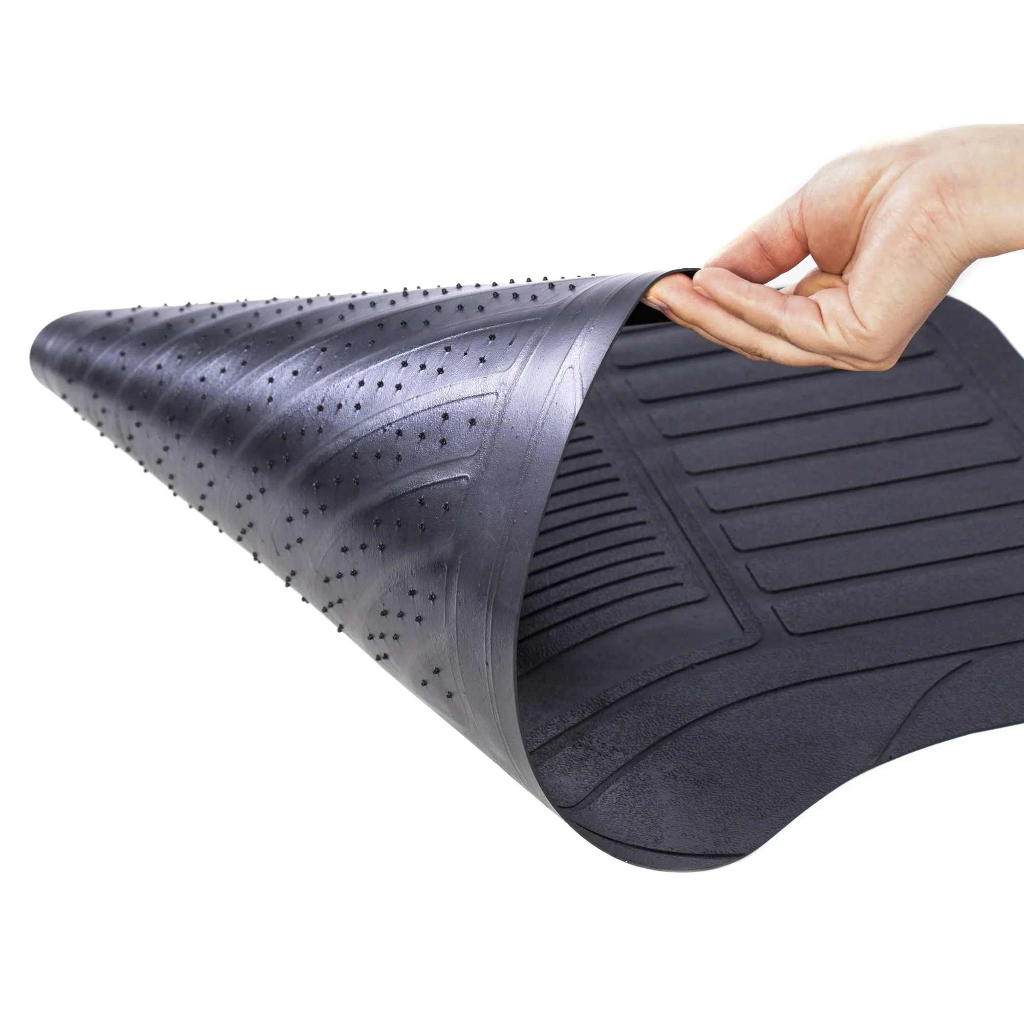 4 قطع من بطانة الأرضية المطاطية الخفيفة باللون الأسود - مناسبة عالمية