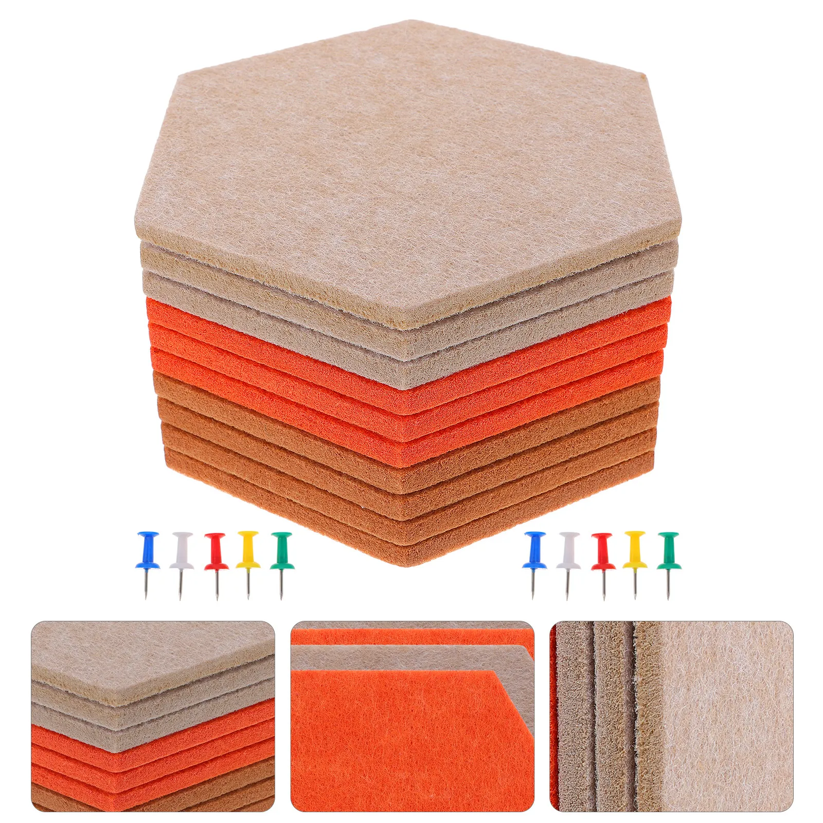 

10Pcs Hexagon Felt Bulletin Board Thick Adhesive Wall Pin Boards for Classroom Home Office Display Memo Picture Decor