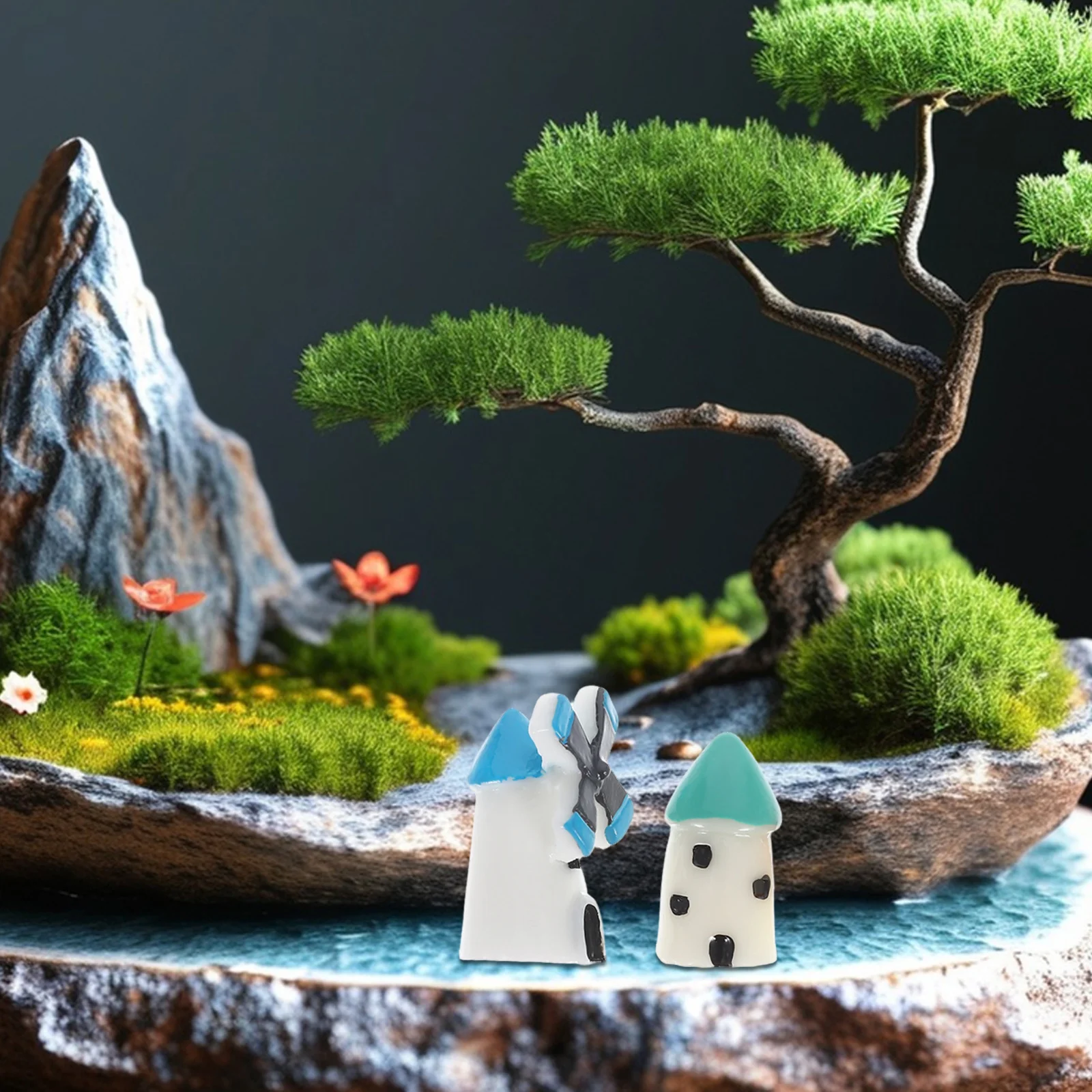 4 個ミニ盆栽装飾アクセサリークリエイティブ DIY 風車ハウスマイクロ風景庭園装飾樹脂用