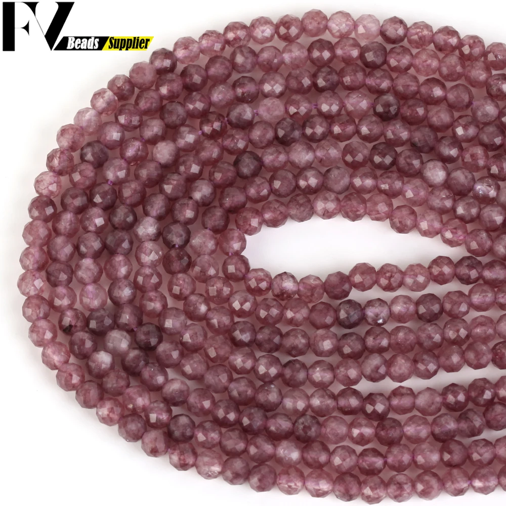2/3/4mm Naturstein Perlen Facettiert Runde Lila Lepidolite Lose Perlen Für Schmuck, Die Entdeckungen Fit DIY Armband Zubehör