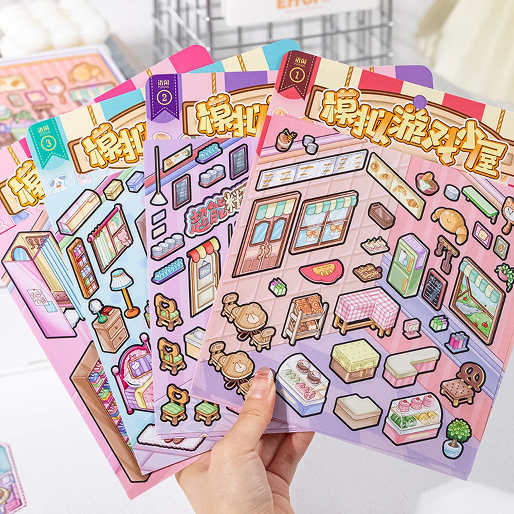 3D Sticker DIY Cabin Scene Stacking and Pasting Three-dimensional Hand Account Gift for Child Kid Baby Student Stress Relief