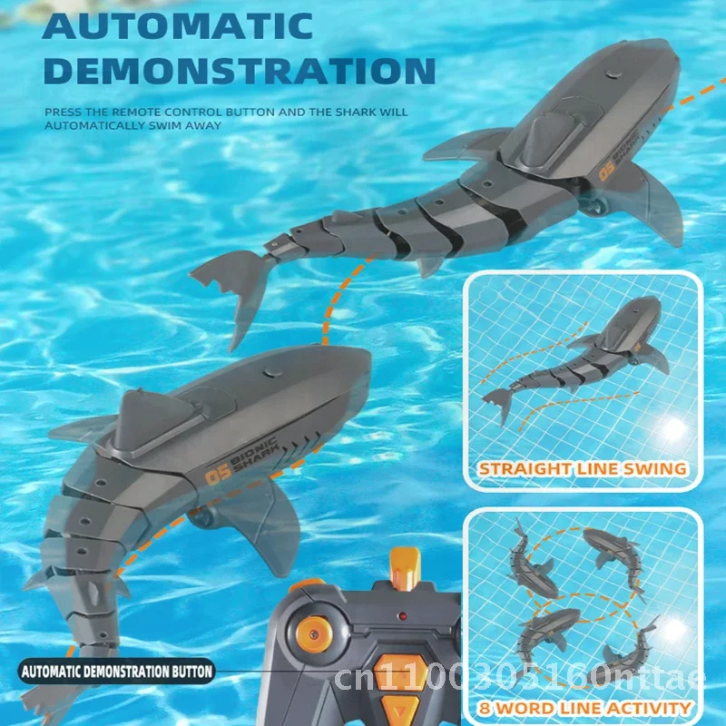 C tiburón juguetes para niños Control remoto animales Robots bañera piscina eléctrica niños regalo cosas geniales submarino controlado por Radio