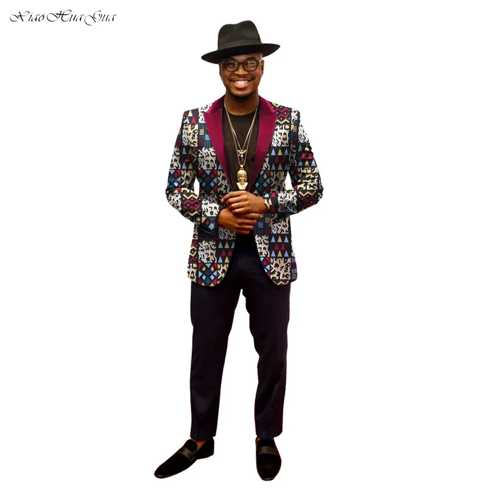 African Jacket For Men Long Sleeve Top Mens African Clothing Dashiki African Print Blazer Men Outfits Suits WYN202