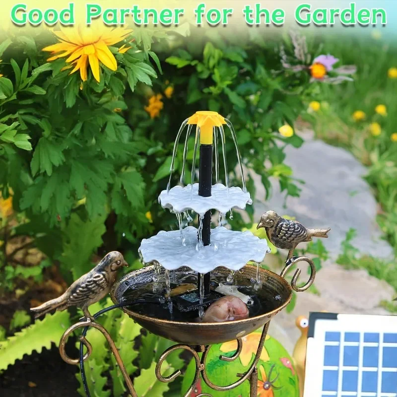 Fuente alimentada por energía Solar dividida de tres capas de 6W, bomba de agua de accionamiento directo, decoración de jardín, bomba de fuente de alimentación de agua para baño de pájaros