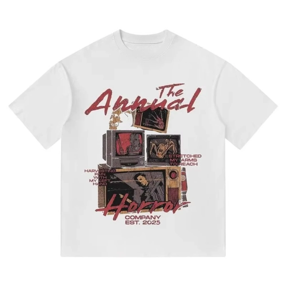 

2025 American Retro Heavyweight Pure Cotton High-street Short-sleeved T-shirt Loose T-shirt for Men and Women