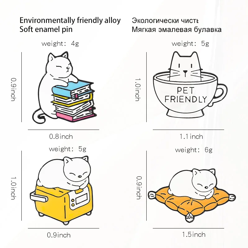 Insignias de solapa de taza de libros, regalo de joyería de animales divertidos de dibujos animados para niños, amigos, gatos traviesos, broche de esmalte personalizado, Pines de gatito negro