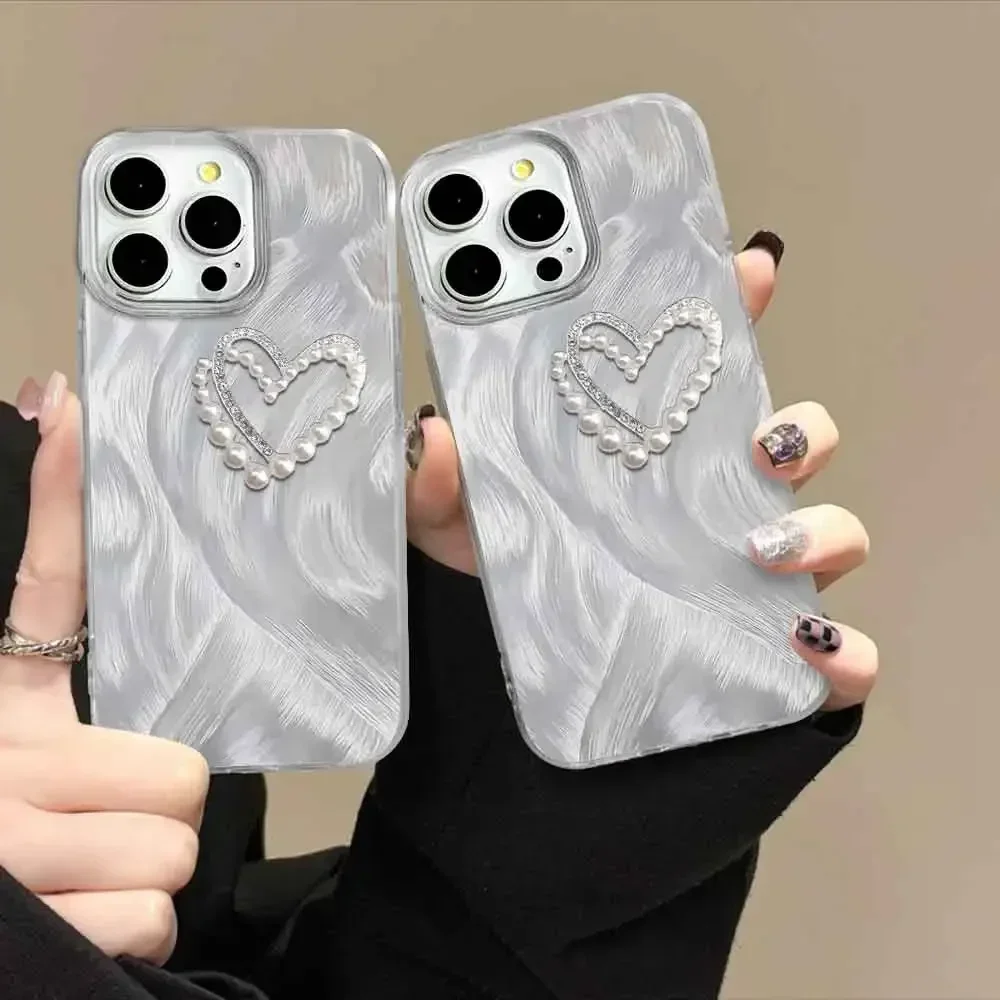 For Itel S23 S23 Plus P55 4G 5G A60 A70 A60S A05S A04 RS4 P40 P40 Plus Case Luxury 3D Pearl Love Heart Glitter For ItelP55 Cover