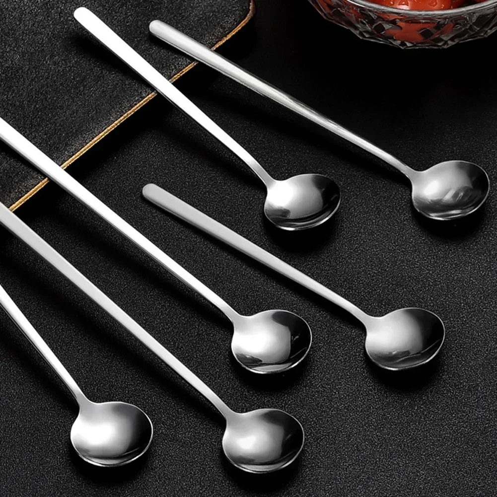 13PC 304 Stainless Steel Coffee Spoon Ice Cream Dessert Tea Stirring Spoon For Picnic Kitchen Accessories Bar Tools Long Handled