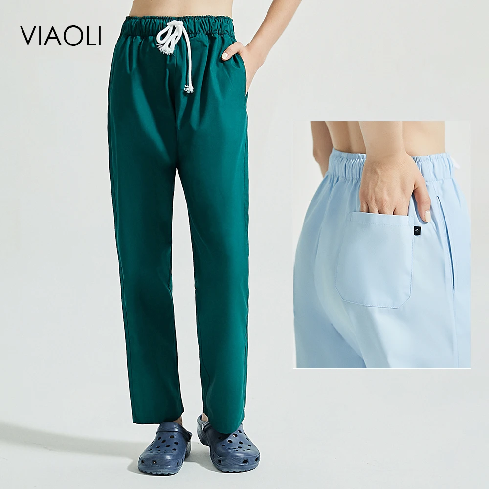 Straight Leg Pants Solid Color Breathable Scrubs Bottom Surgical Pants Multicoloured Women Beauty SPA Work Pants Wholesale Price