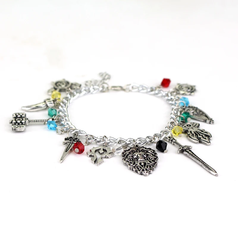 Pulsera clásica de World of Warcraft, brazalete con dijes de la leyenda de la Piedra del corazón, símbolo de WOW, espada de martillo, regalos de