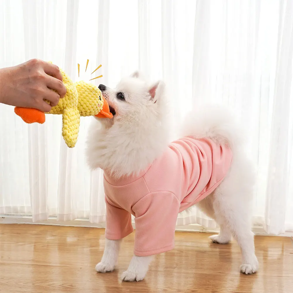 الكلب تهدئة بطة الحيوانات الأليفة ألعاب من نسيج مخملي مع الصوت الدجال تهدئة بطة لعبة على شكل كلب محشوة بطة اللعب مضغ لعبة للكلب الداخلي