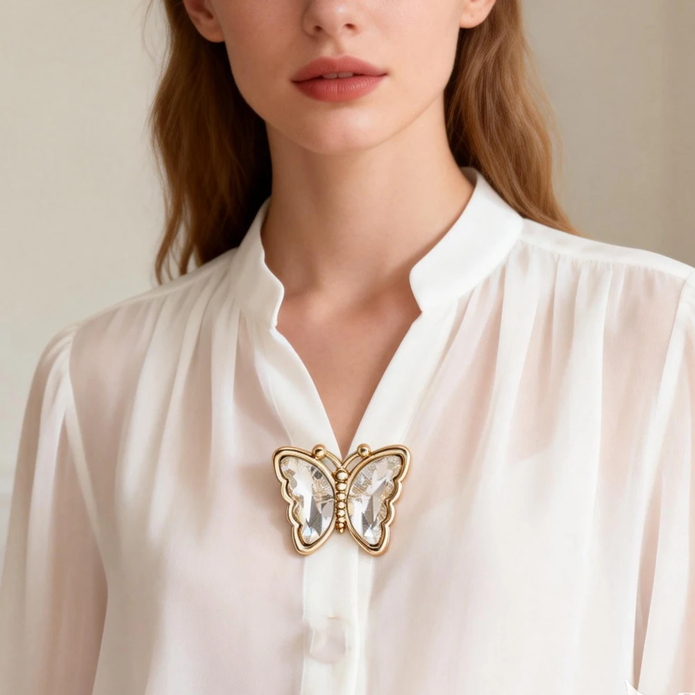 2PC Fashion Butterfly Jeans Shank Button Inlay Shining Zircon Shirt Cufflinks DIY Chiffon Dress Coat Clothe Sewing Crafts Button