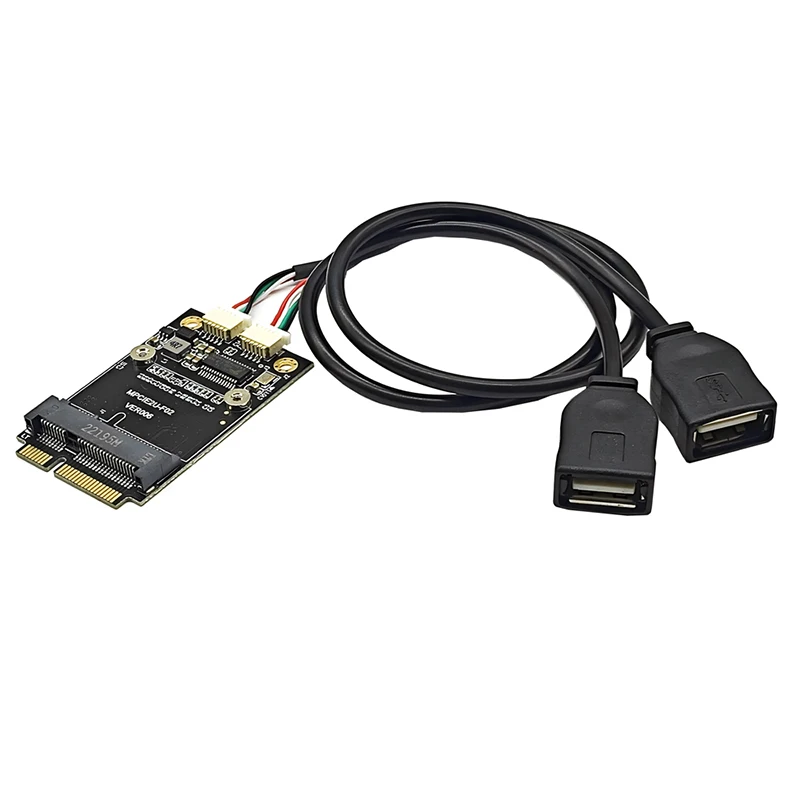 

NEW Mini PCIE to Dual Port USB2.0 Adapter Card Riser with 30CM USB Extension Cable FE1.1S Chip Mini PCI Express to USB Converter