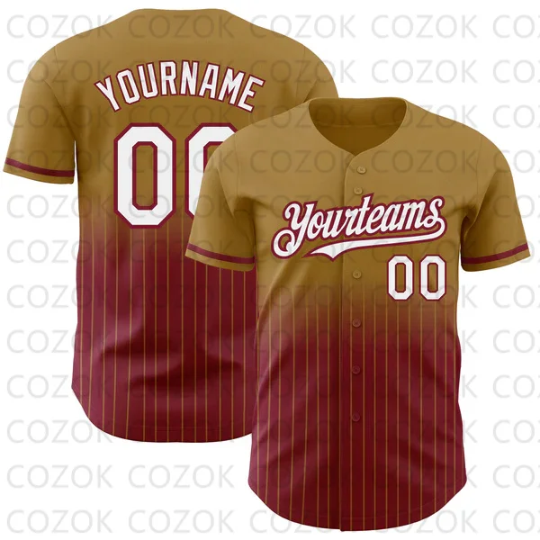 

Custom Red Brown Stripe Stitch Series Baseball Jersey Men Women Shirt 3D Printed Shirt Team Shirts Hip Hop Unisex Tops