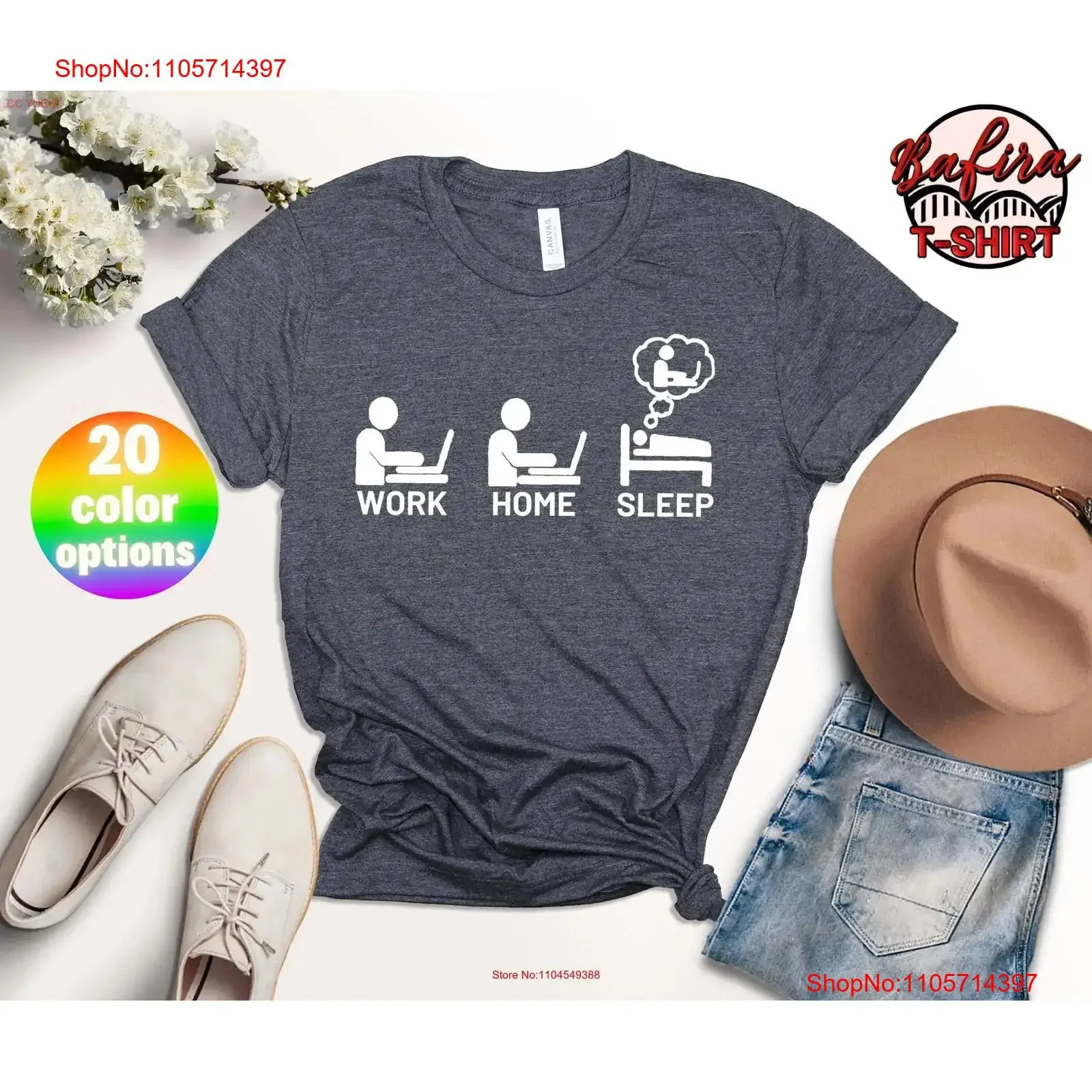 Work Home Sleep T Shirt Funny Geek Computer Nerd Remote Working From Distance vintage Washed graphic Versatile designer clothes