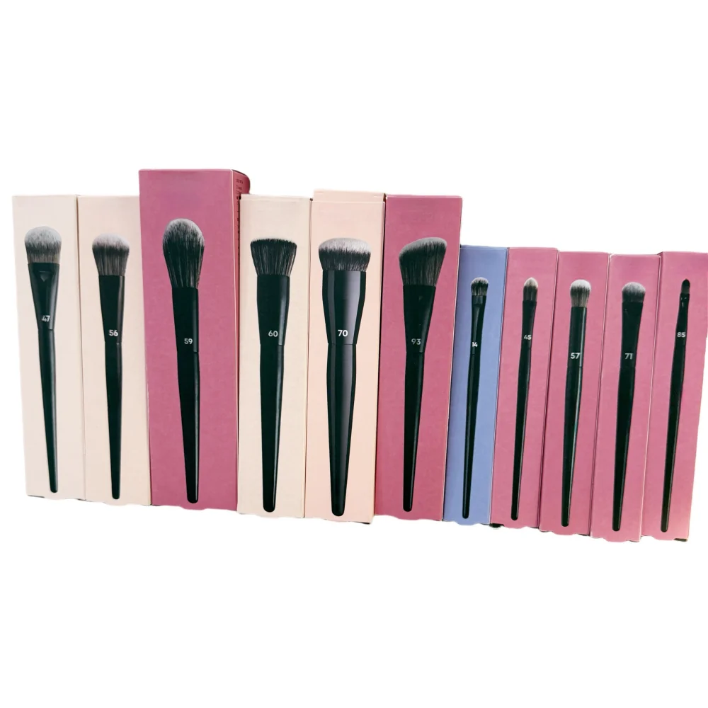 فرش مكياج احترافية، بودرة وجه سوداء، أحمر خدود كونتور، ظلال عيون، تجعد، أدوات تجميل مع صندوق #1