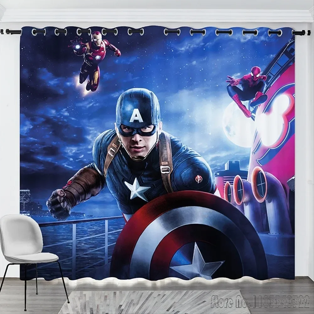 Anime Avengers Marvell Black Red Spiderman Window Curtain 3D Print Blackout Curtains Living Room Bedroom Decor Kids Gift