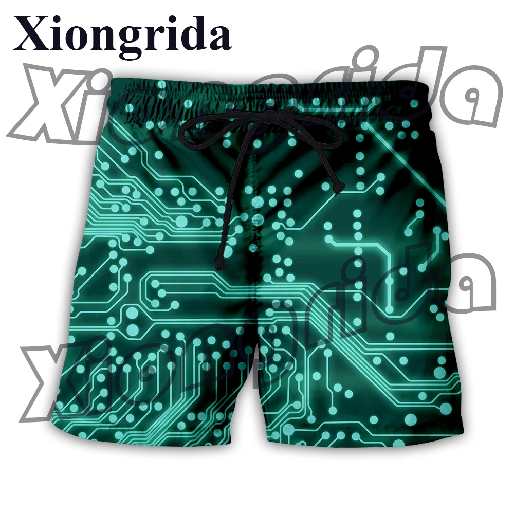 Circuit Board Graphic Shorts Men's Electronic Chip 3D Print Short Pants Casual Beach Trunks Harajuku Streetwear Summer Trousers