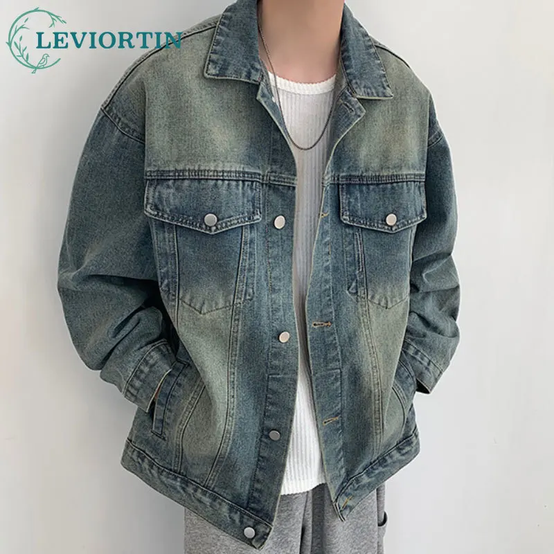 Korean Styles Men Washed Denim Jacket with Chest Pocket High-quality Personalized Design Workwear  Denim Jackets And Coats