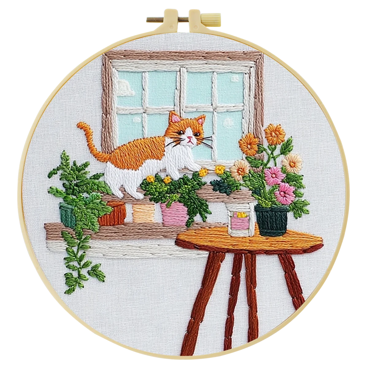 1 Stück 20X20CM/15X15CM 7,87/6,3 Zoll Katzen-Stickerei-Starter-Kit DIY-Kit DIY-Stickerei-Set Handarbeiten Nadelkunst Heimdekoration – Detail 1