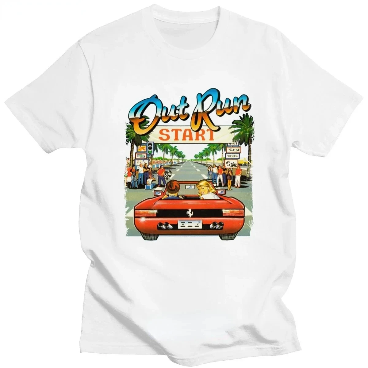 80s Console Gaming Tops OutRun Tshirt Casual Oversized Tee Japan Arcade Racing Video Game Out Run T Shirt Men Vintage Shirts