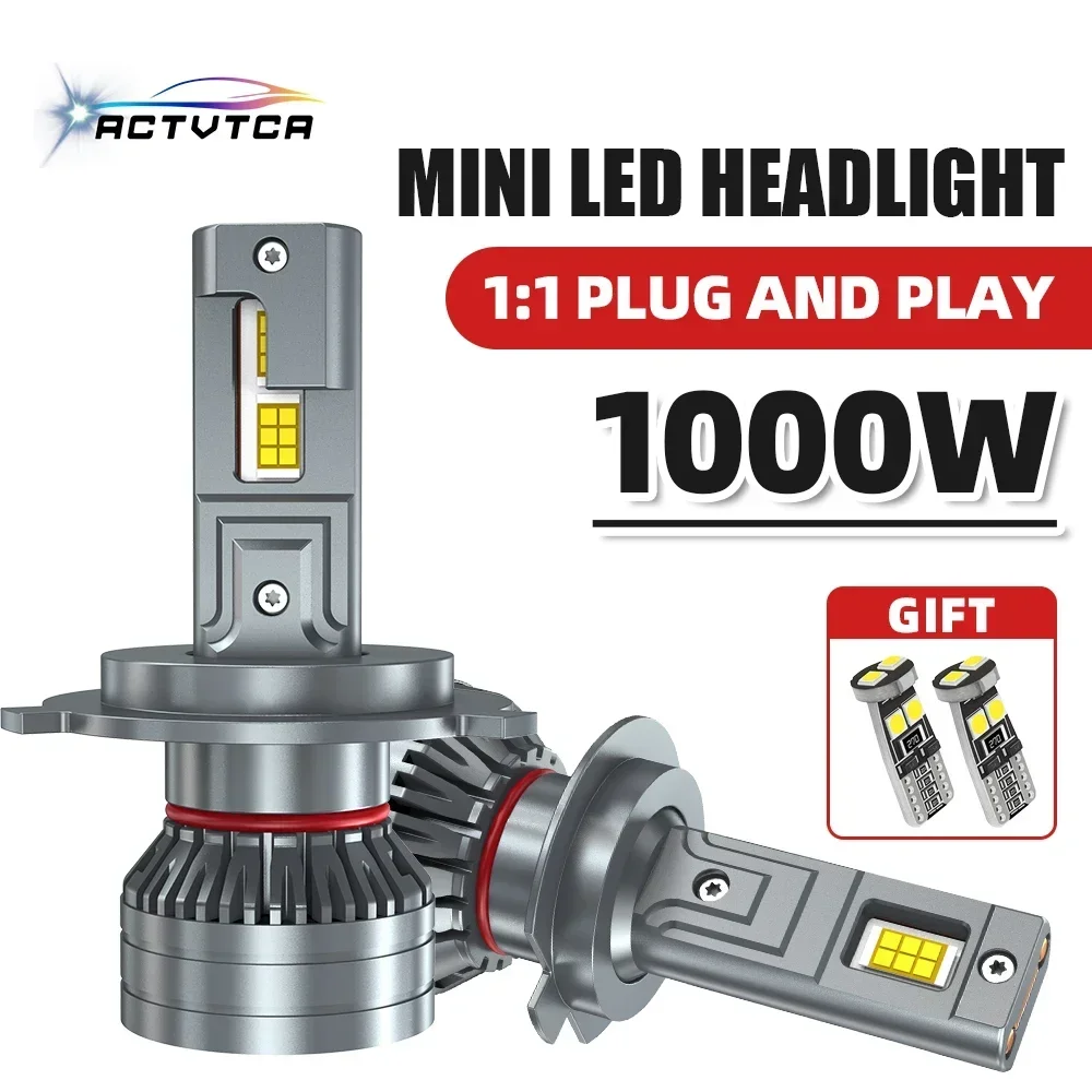 ACTVTCA 1000W Mini Size LED Headlights H1 H4 H7 H8 H9 H11 9005 HB3 9006 HB4 Led Car Lights 800000LM 6000K Auto Bulbs 12V 24V