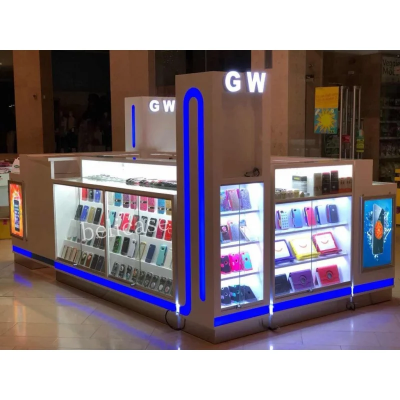 Custom, Mobile Phone Shop Fitting Showcase Cellphone Accessories Display Counter Retail Glass Mall Kiosk Cell Phone Kiosk