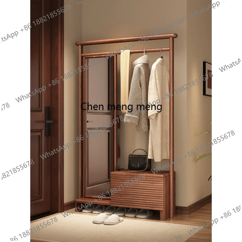 

Solid wood full-length mirror hanging hanger integrated floor-to-ceiling bedroom simple coat rack full-body fitting mirror