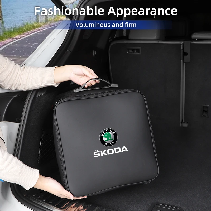 EV Car Charging Cable Storage Box Electric Vehicle Charger Cables Carry Bag For Skoda Octavia PRO Kodiaq Elroq Kylaq Kamiq