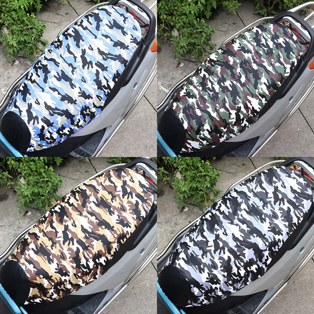 

Waterproof Pu Scooter Seat Cover For Electric Bicycle Motorcycle Adhesive Belt Non-Slip Elastic Xxl Camouflage Green