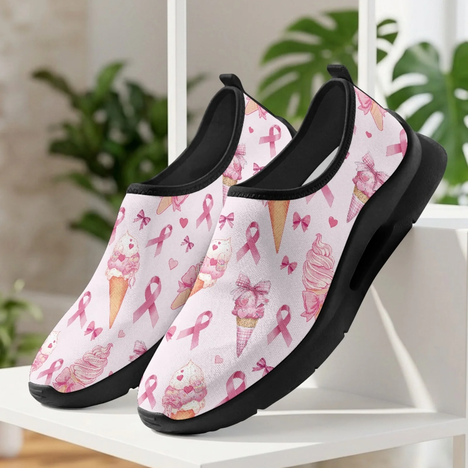 PENSTROLL Breathable Casual Shoes Low Top Classic Unisex Casual Shoes for Business Men Ice Cream Bow Print