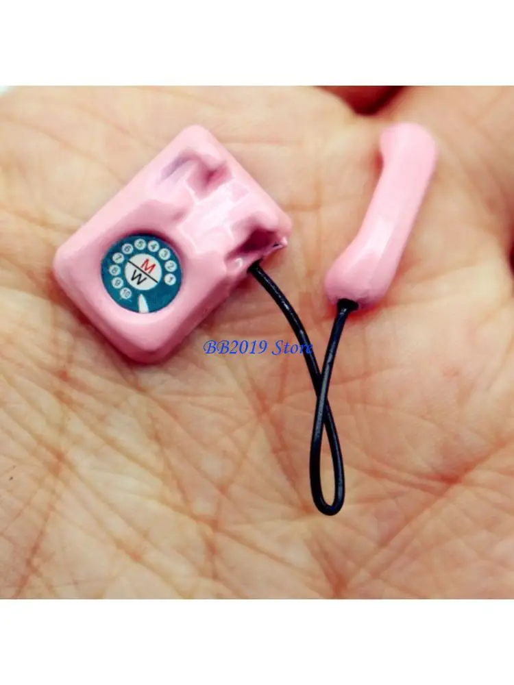 

Q0KB 1/12 Scale Retro Wooden Dollhouses Telephone Miniature Retro Decors For Toy House Living Room Bedroom Display