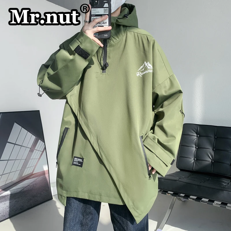 Mr.nut Oversize Hoodie Outdoor Jackets 8XL-M Personality Stylish Jacket Men's Autumn Fat Plus Size Coat Camping Windbreak Tops