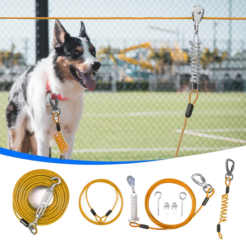 

Dog Leash Running Rope for Yard Dog Toy 100/164ft Rope, Zip Line, 10ft Pulley Running Rope and Rope Sling for Yard, Outdoor