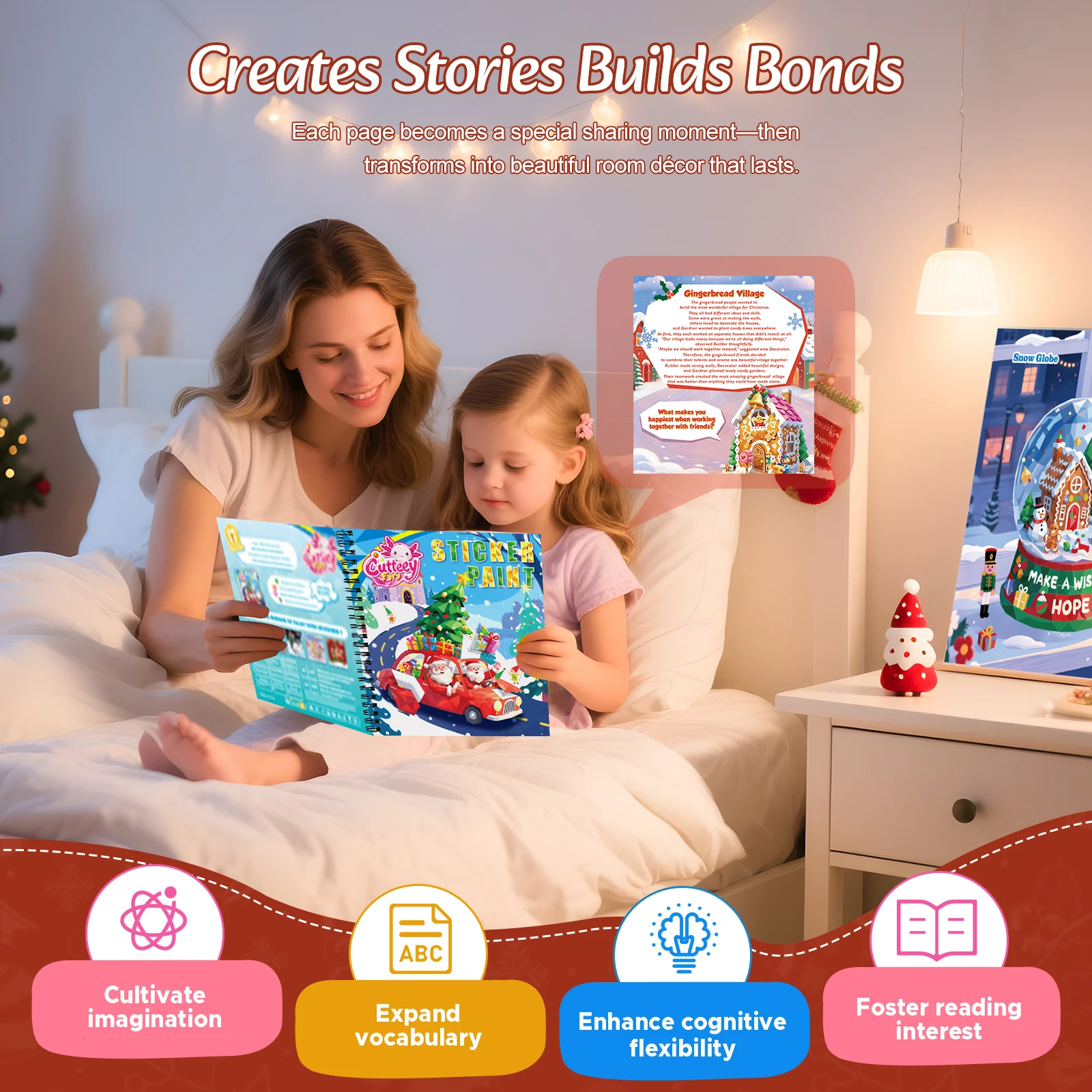 1～4枚入り クリスマスステッカーブック 数字で描く 子供向けギフト サンタクロース クリスマスツリー パズルステッカー ステッカーでペイント モンテッソーリおもちゃ