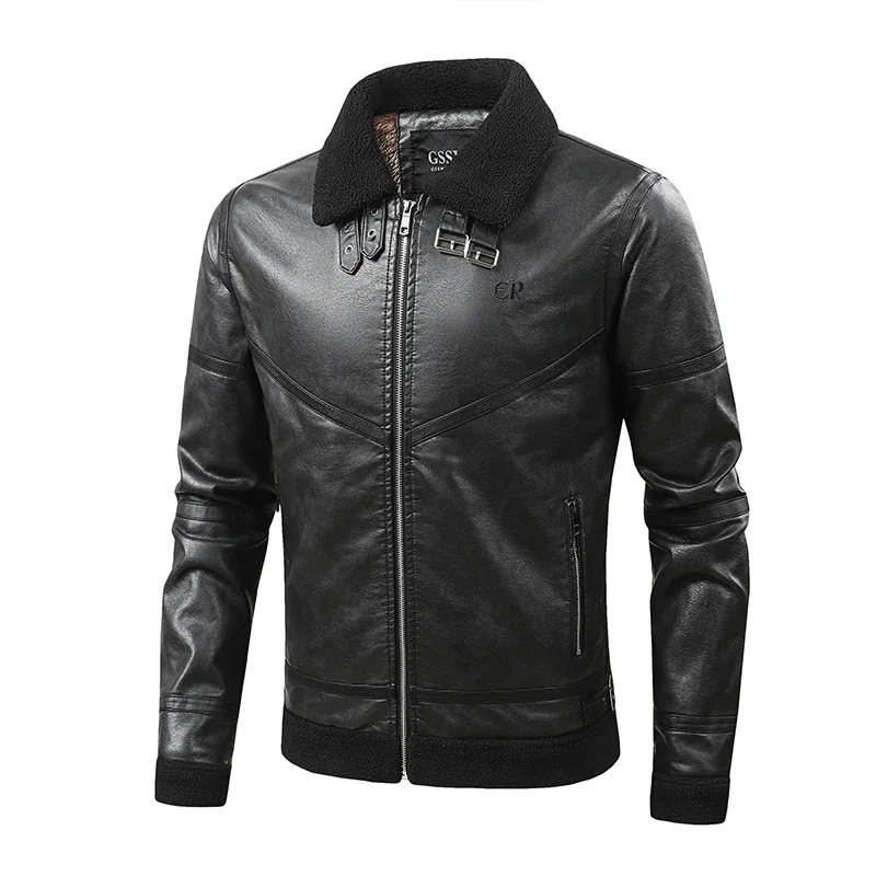 Warm Leather Jackets Men Autumn Winter New Trend Plus Size Korean Handsome Men's Leather Jacket Men's Brand Fleece